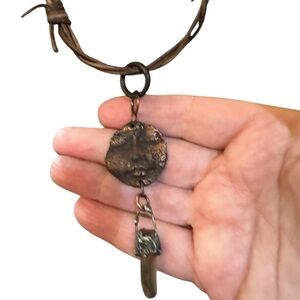 Rustic Goddess Face Pendant Necklace